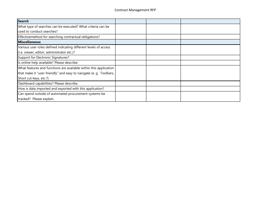 Contract Management Rfp Spreadsheet Template Download Printable PDF ...