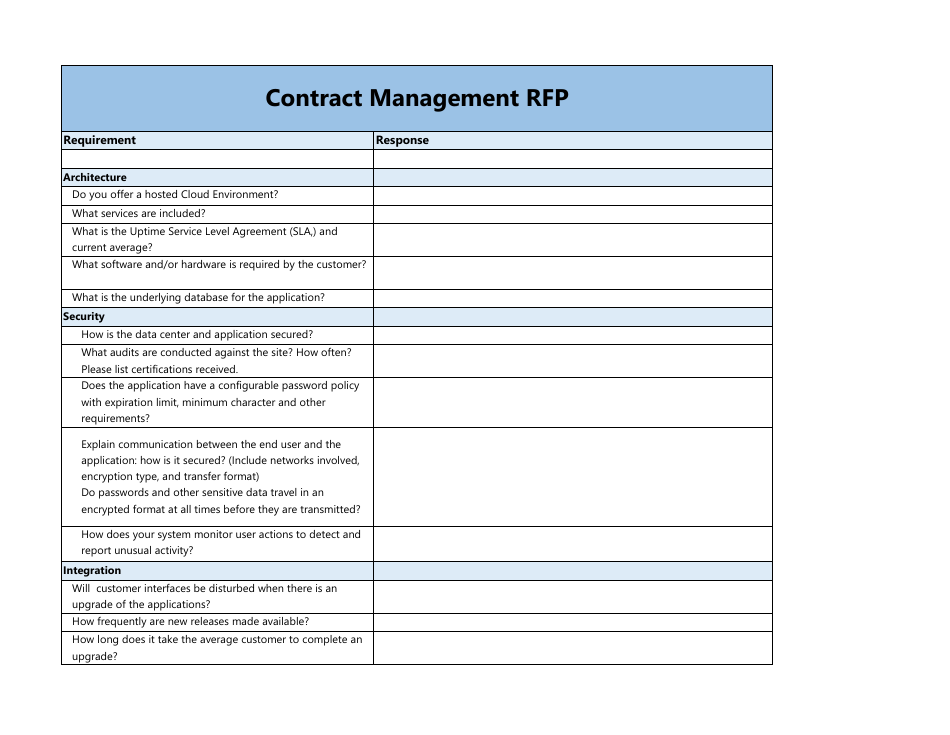 Contract Management Rfp Spreadsheet Template, Page 7