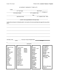 Document preview: Academic Summary Template for Grade 8
