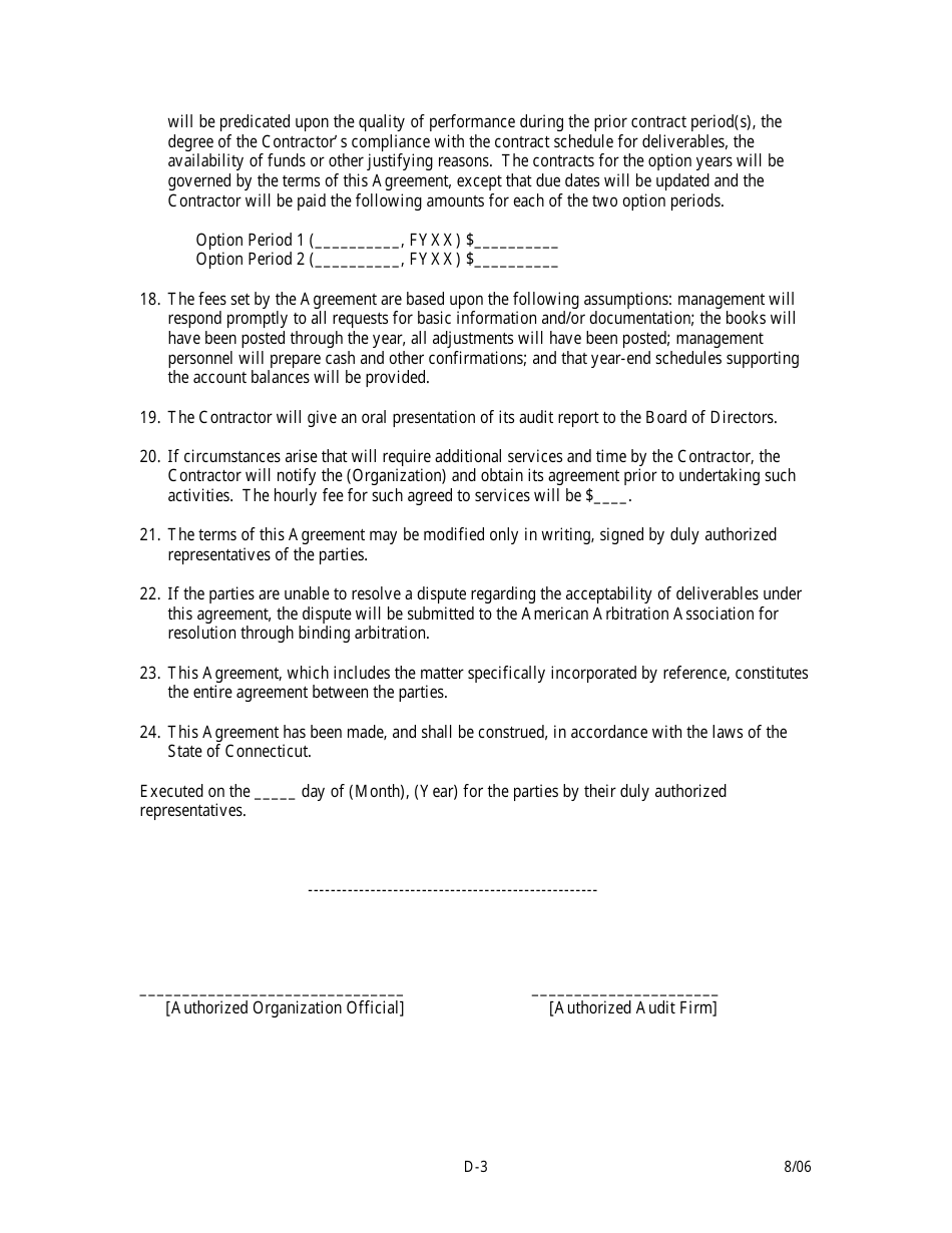 Appendix D Sample Audit Agreement - Connecticut, Page 3