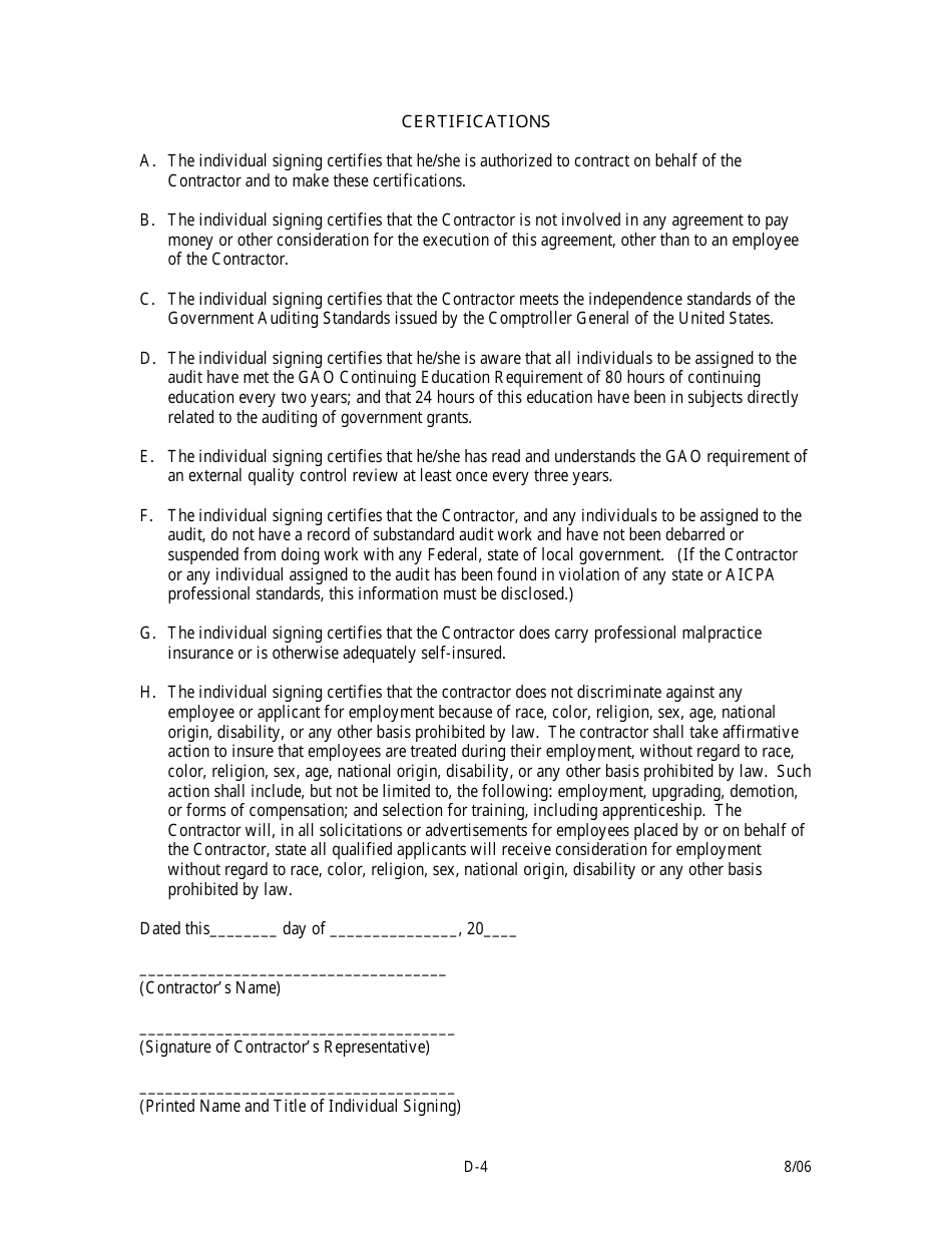Appendix D Sample Audit Agreement - Connecticut, Page 4