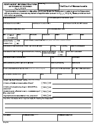 &quot;Respondent Information Form as Provided by Petitioner&quot; - Massachusetts