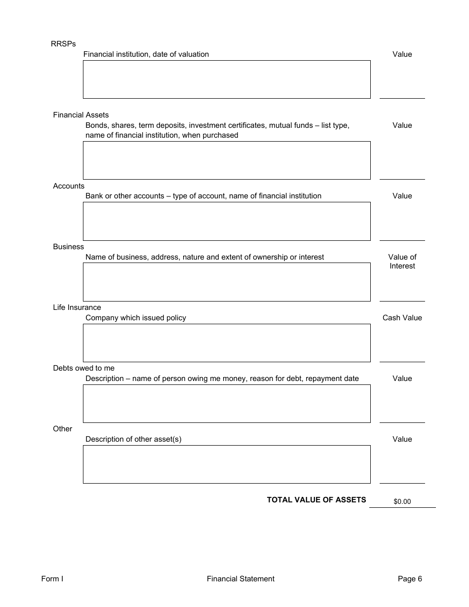 Form I Financial Information - Alberta, Canada, Page 6
