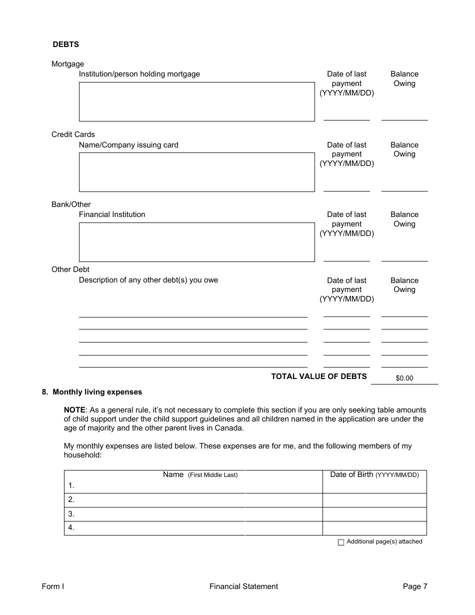 Form I Financial Information - Alberta, Canada, Page 7