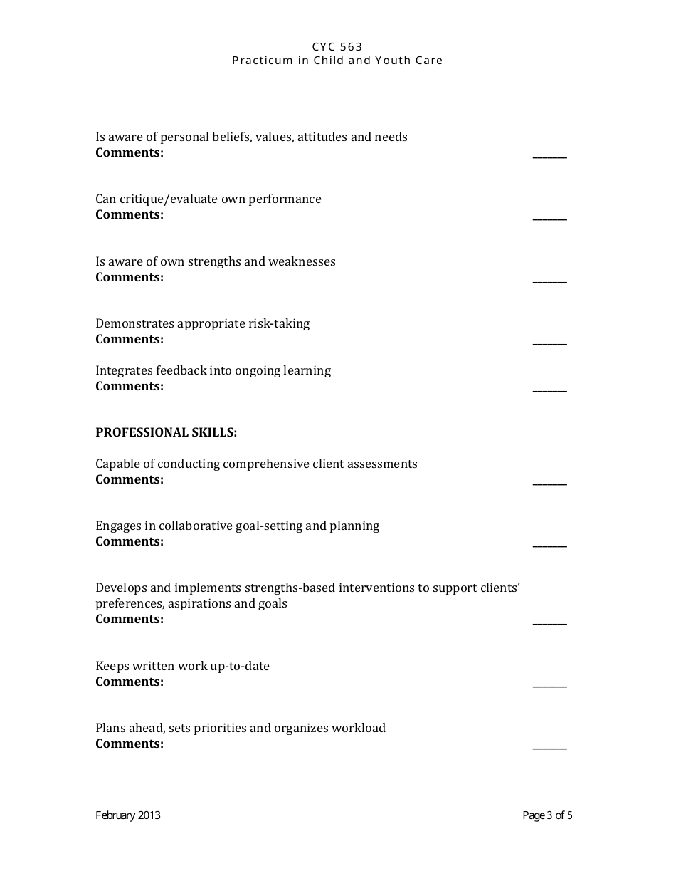 Practicum Evaluation Form - University of Victoria, Page 3