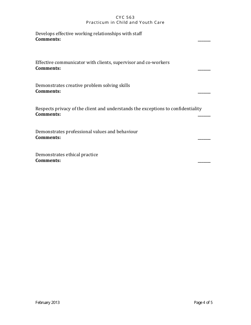Practicum Evaluation Form - University of Victoria, Page 4