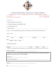 Document preview: Request Form for Confidential Information - White Earth Reservation Tribal Council Tribal Enrollments - Minnesota