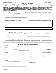 Form VS111 Application for Certified Copy of Birth Record - County of Sonoma, California, Page 2