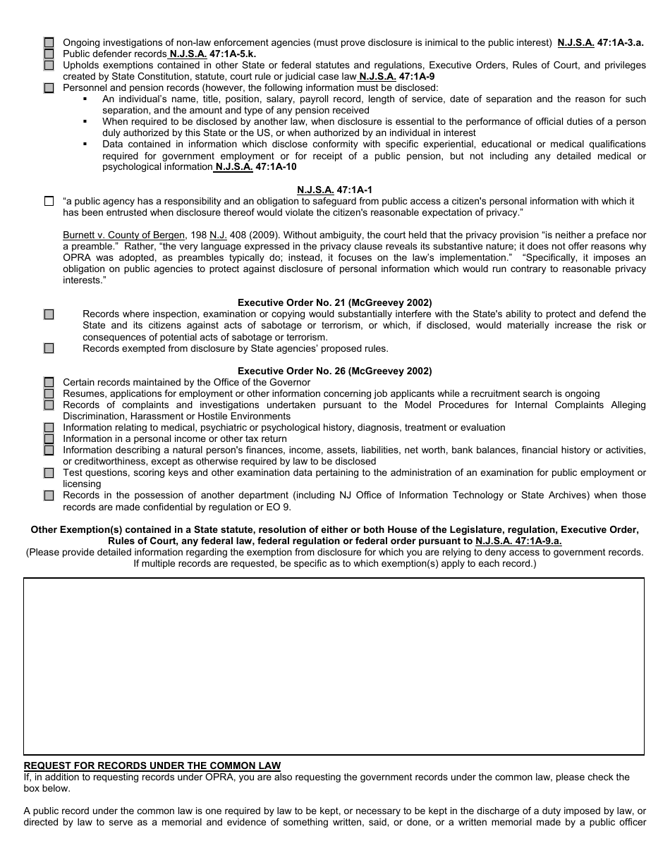 Open Public Records Act Request Form - Brick Township Municipal Utilities Authority - New Jersey, Page 3