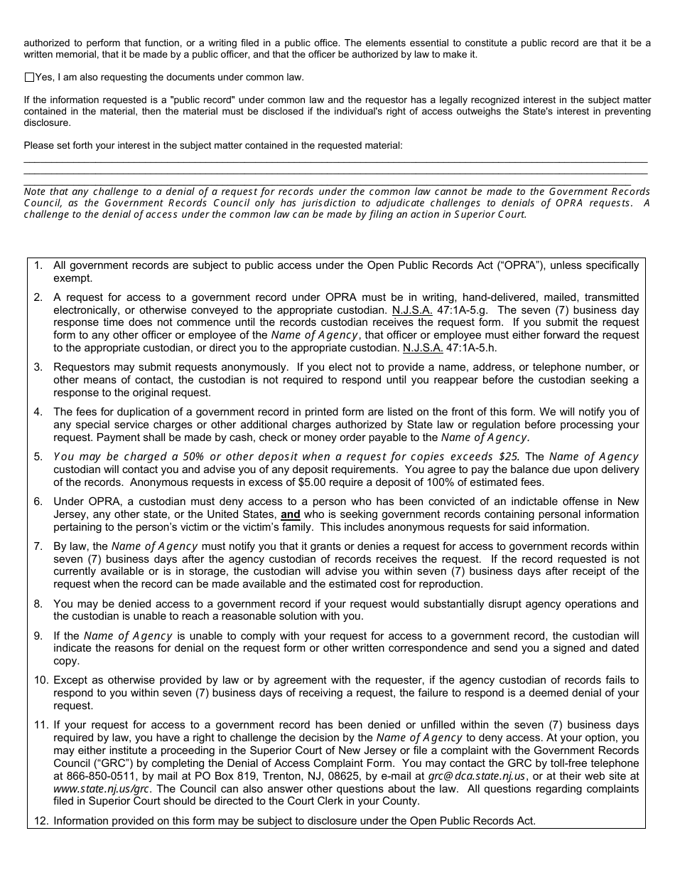 Open Public Records Act Request Form - Brick Township Municipal Utilities Authority - New Jersey, Page 4