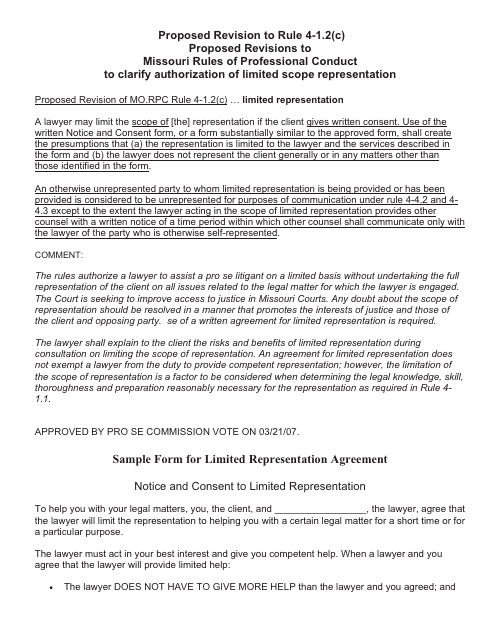 Limited Representation Agreement Template Download Pdf