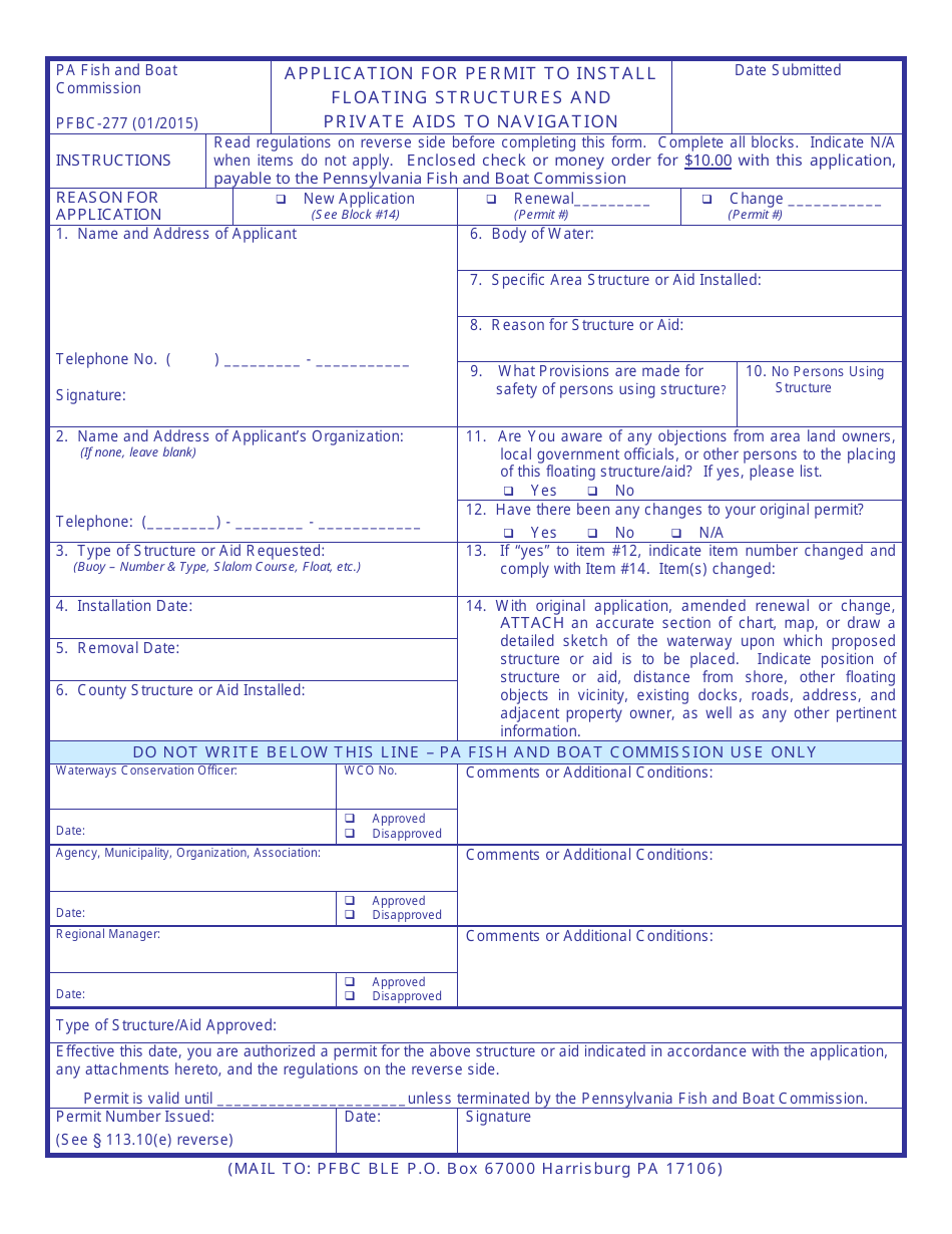 Form PFBC-277 - Fill Out, Sign Online and Download Printable PDF ...