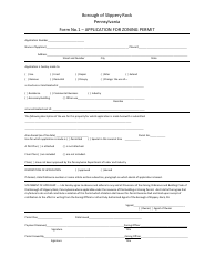 Document preview: Application for Zoning Permit - Borough of Slippery Rock, Pennsylvania