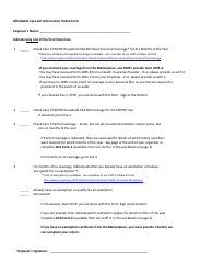 Affordable Care Act Information Intake Form
