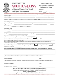 Document preview: Internship Information Form - University of South Carolina