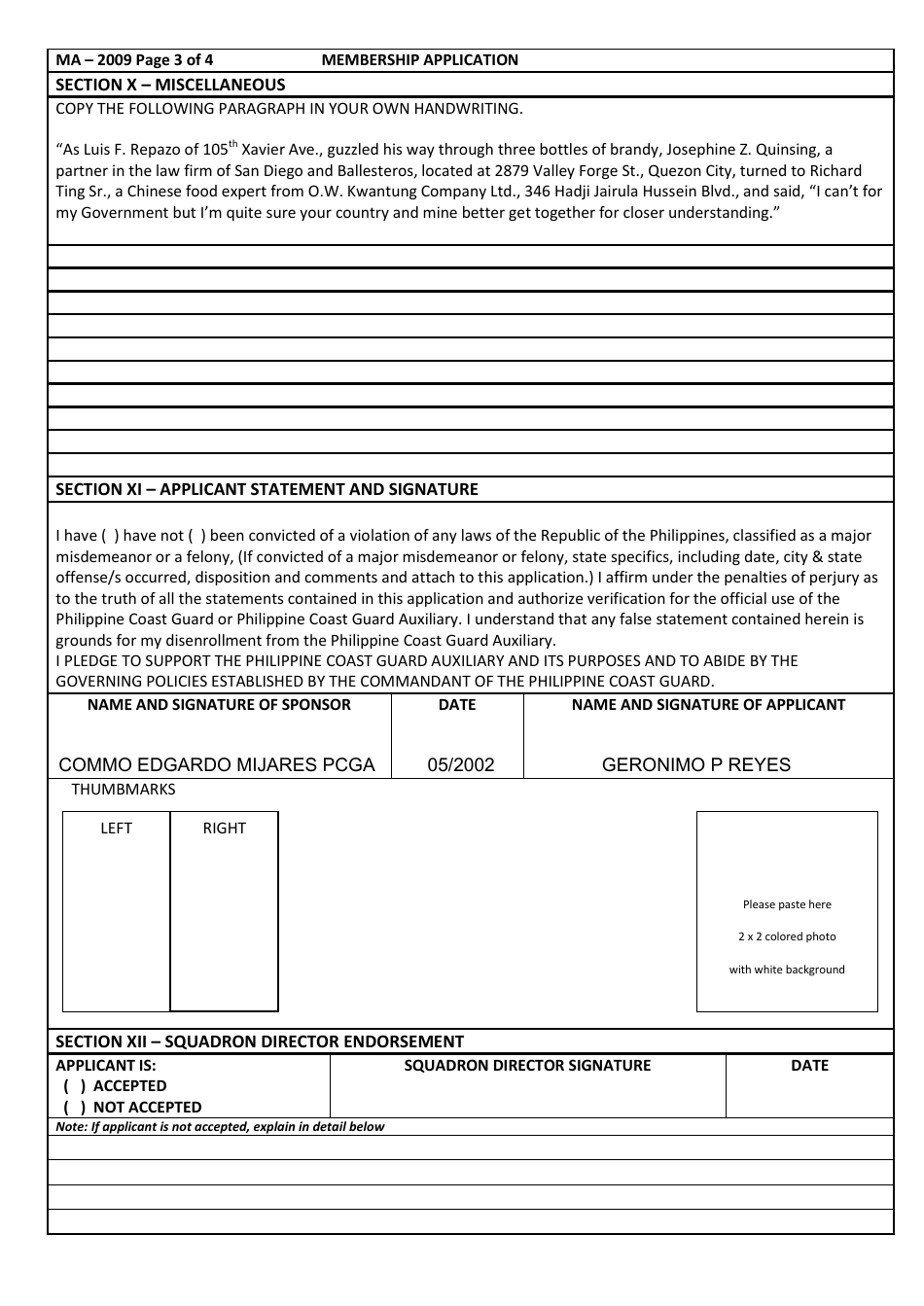 Annex II Pcga Application for Membership - Philippines, Page 3