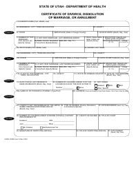 Document preview: Form 14 Certificate of Divorce Dissolution of Marriage, or Annulment - Utah