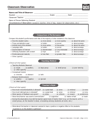 Document preview: Classroom Observation Form
