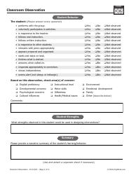 Classroom Observation Form - Big Questionnaire, Page 2