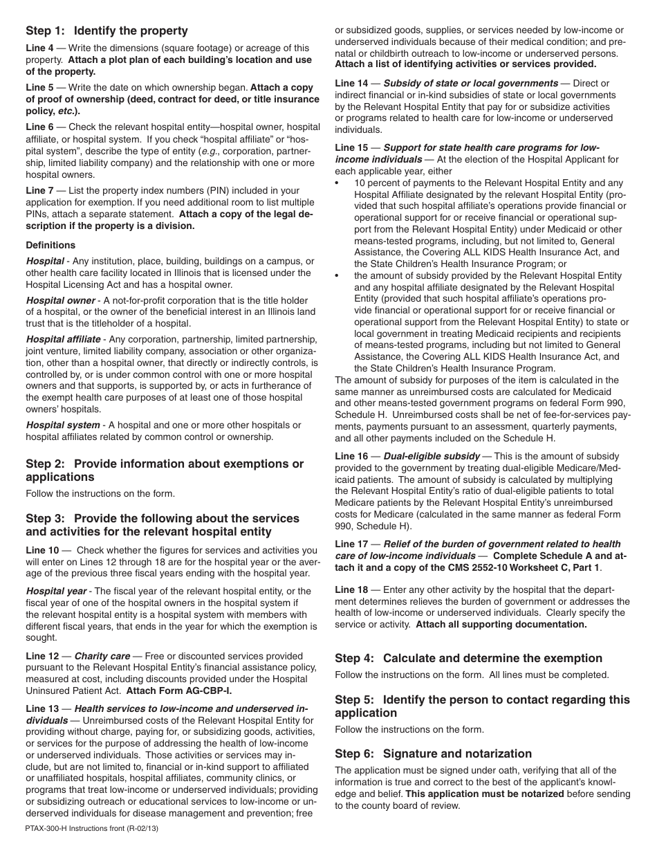 Form PTAX-300-h - Fill Out, Sign Online and Download Printable PDF ...