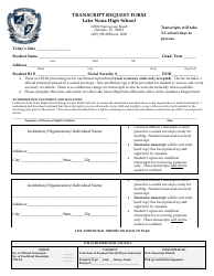 Document preview: Transcript Request Form - Lake Nona High School - Florida