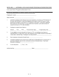 Appendix K Sick Leave Donor Program Authorization Form - MONTGOMERY COUNTY, Maryland, Page 3