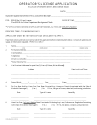 Form 926 Operator&#039;s License Application - Village of Brown Deer, Wisconsin