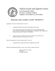 Application Form for Claim to Funds - County of Fulton, Indiana