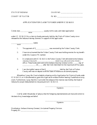 Application Form for Claim to Funds - County of Fulton, Indiana, Page 2