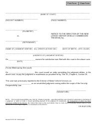 Document preview: Form SR-39 (11402) Notice to the Director of the New Jersey Motor Vehicle Commission Trenton, N.j. - New Jersey