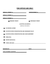 Resident Parking Application Form - Borough of Ridgefield, New Jersey, Page 2