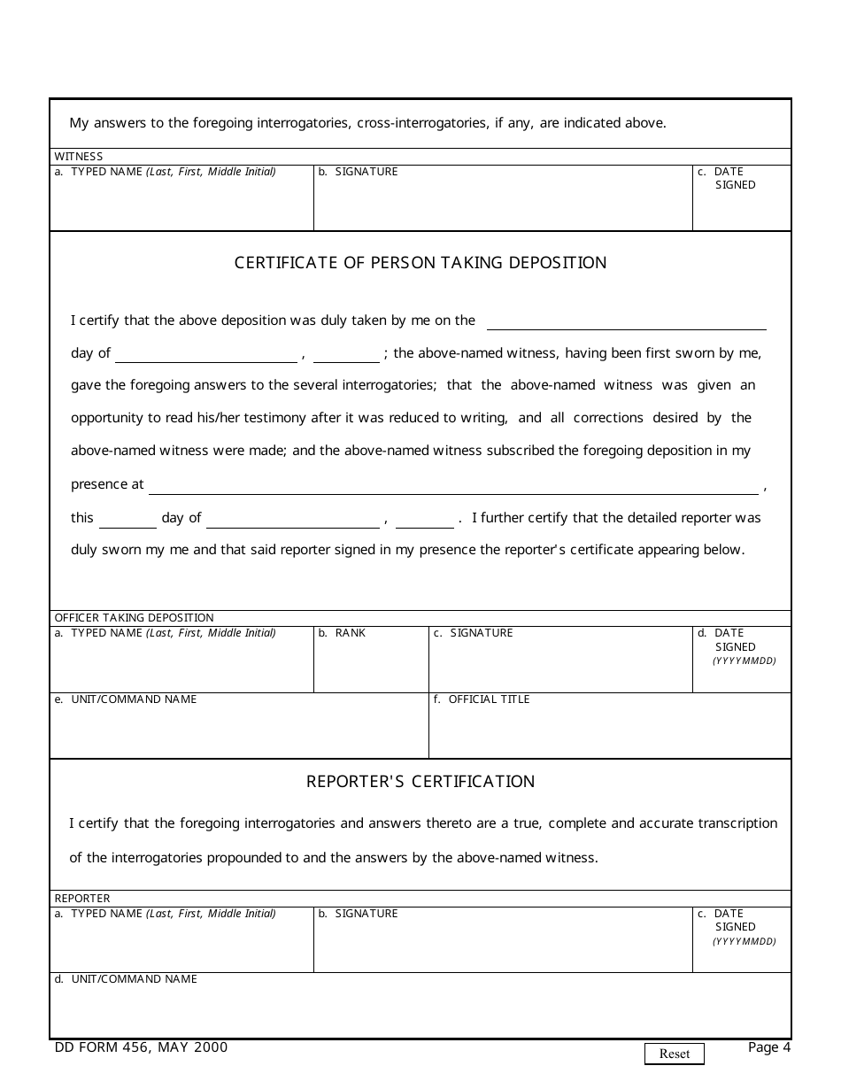 DD Form 456 Interrogatories and Deposition, Page 4