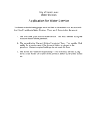 Form CS1 Application for Water Service - City of Saint Louis, Missouri
