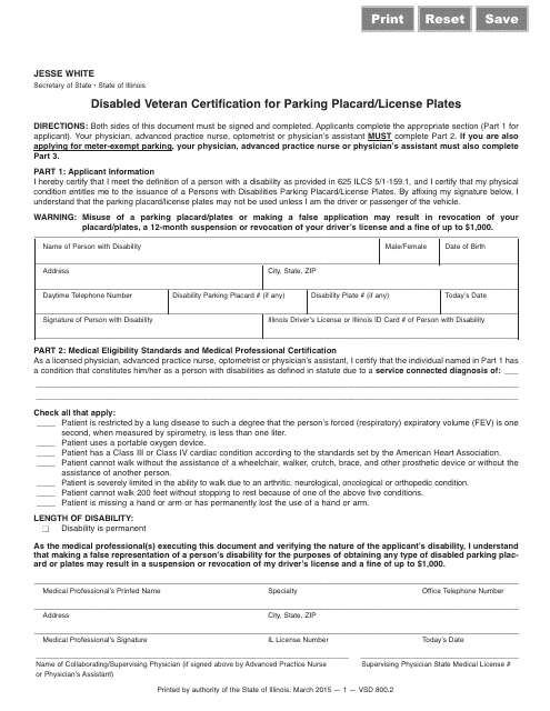 Form VSD800.2  Printable Pdf