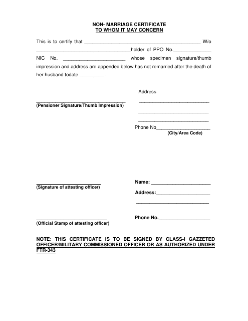 Non-marriage Certificate Form Download Pdf