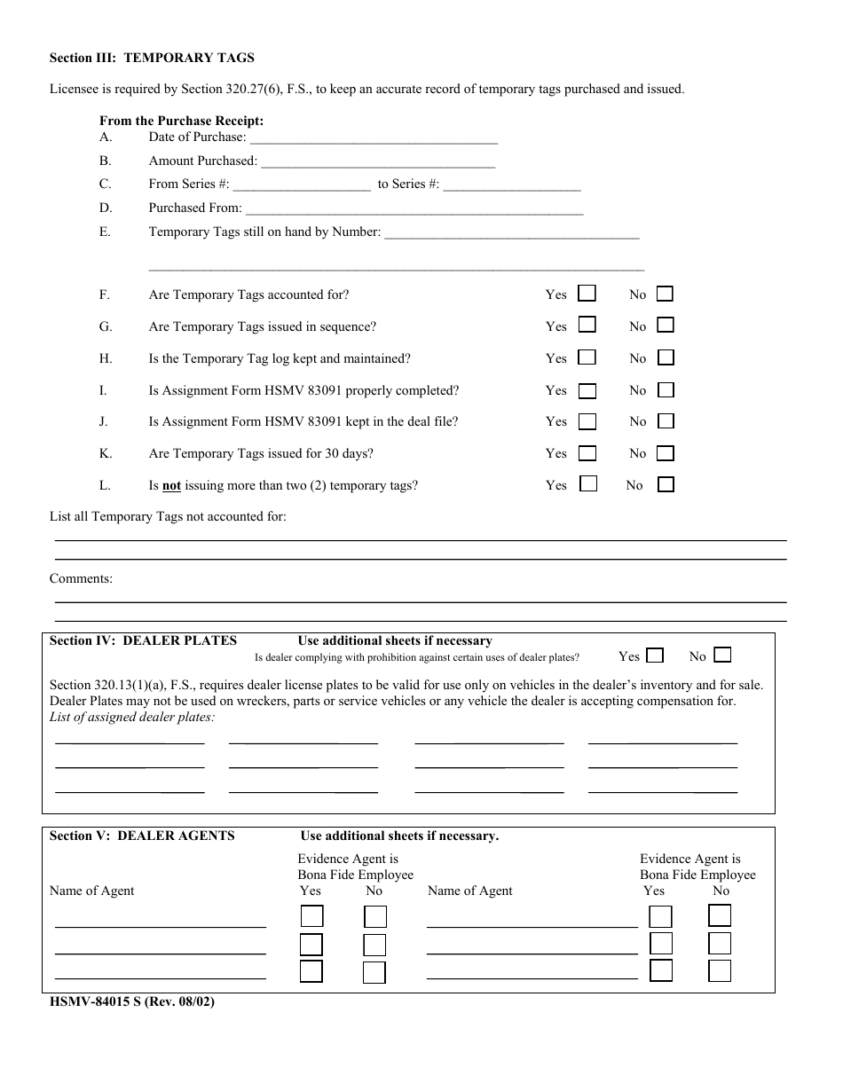 Form HSMV-84015 S - Fill Out, Sign Online and Download Fillable PDF ...