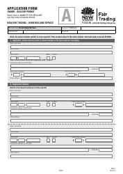 Form HB004 Application Form Owner - Builder Permit - New South Wales, Australia