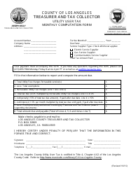 Document preview: Utility User Tax Monthly Computation Form - County of Los Angeles, California
