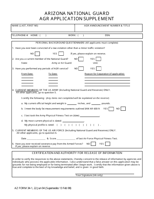 Form 34-1  Printable Pdf