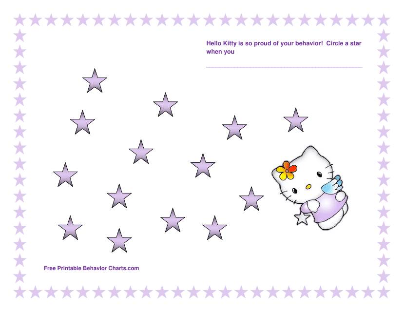 Cute Hello Kitty Behavior Chart With Stars for Children | Free Printable