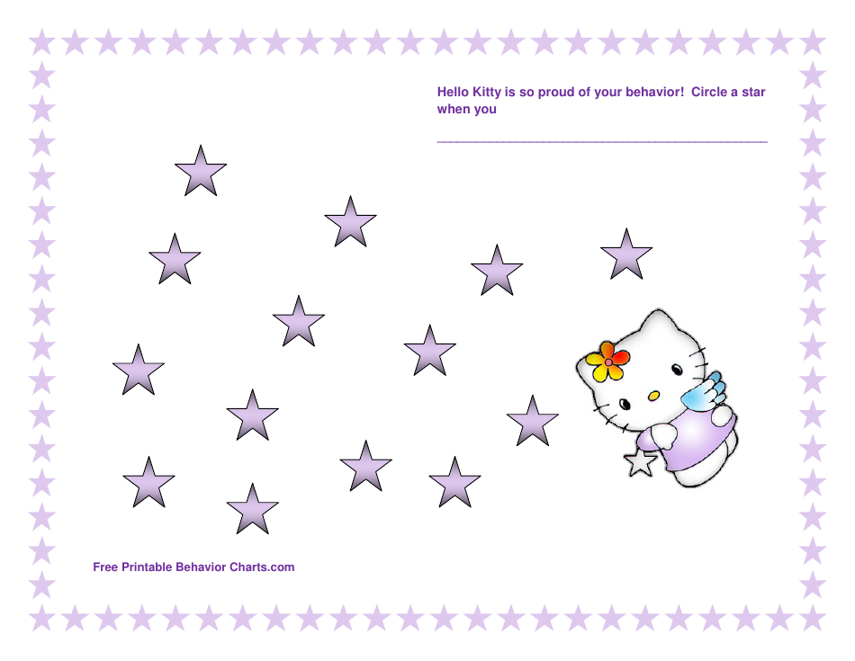 Cute Hello Kitty Behavior Chart With Stars for Children | Free Printable