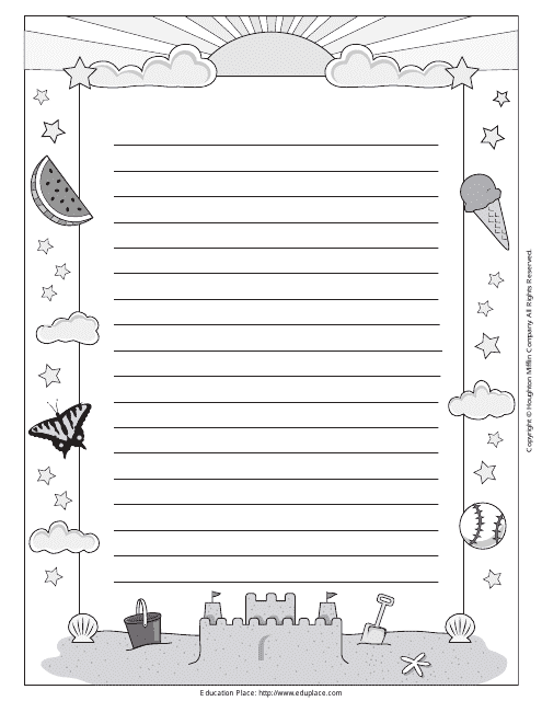 Summer Writing Paper - Colorful design perfect for summertime compositions.
