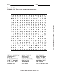 Document preview: Women in History Word Search Puzzle Template