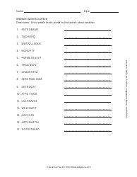 Document preview: Weather Word Scramble Worksheet