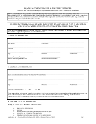 &quot;Sample Application Form for a One-Time Transfer&quot; - Manitoba, Canada