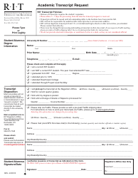 Document preview: Academic Transcript Request - Rochester Institute of Technology - New York