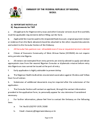 Document preview: Nigeria Twp Visa Application Form - Embassy of Nigeria - Seoul, South Korea