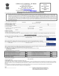 Application for Miscellaneous Services - Consulate General of India - New York City