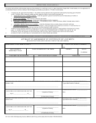 Form DH-430 &quot;Affidavit of Amendment of Certificate of Live Birth&quot; - Florida