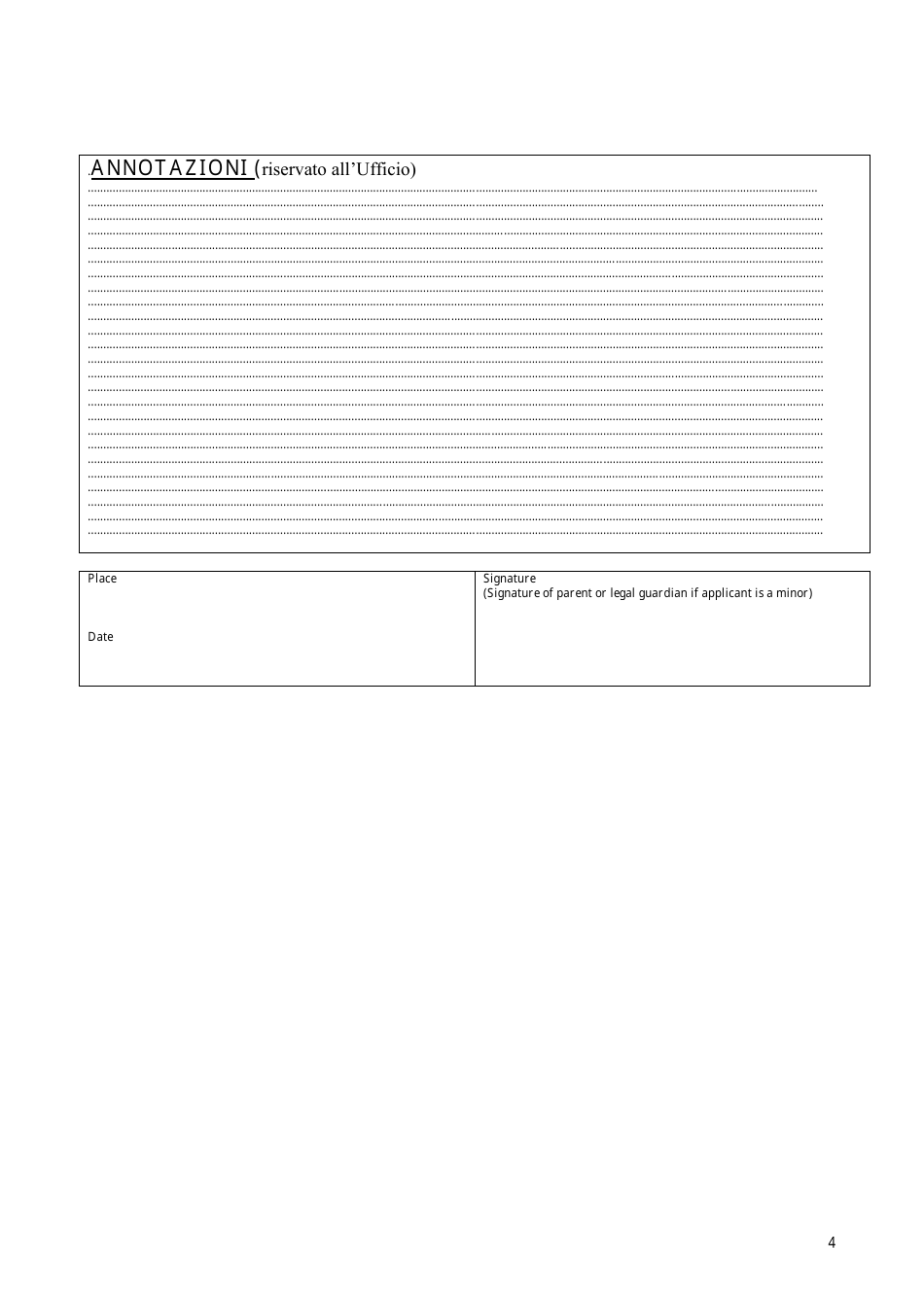 Italy National (D) Visa Application Form - Consulate General of Italy - Los Angeles, California, Page 4